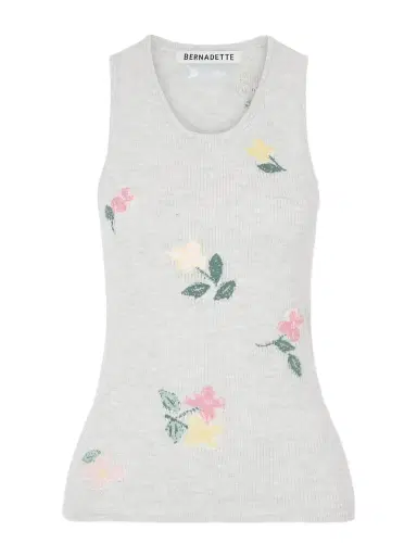 BERNADETTE Clementine Floral-jacquard Ribbed Cotton Tank Top | Thumbnail 1