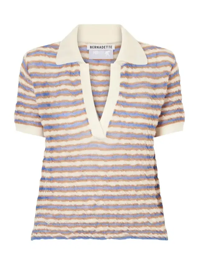BERNADETTE Ophelia Striped Wool Polo Shirt