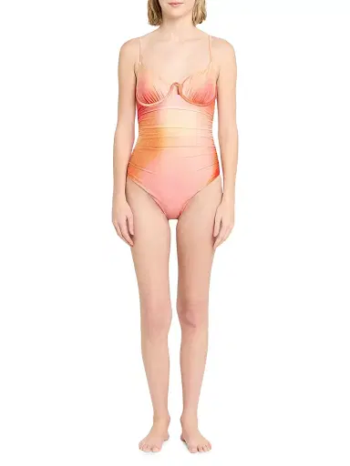 Simkhai Women's Laine Ruched One-Piece Swimsuit | Thumbnail 2 Simkhai Women's Laine Ruched One-Piece Swimsuit | Thumbnail 2
