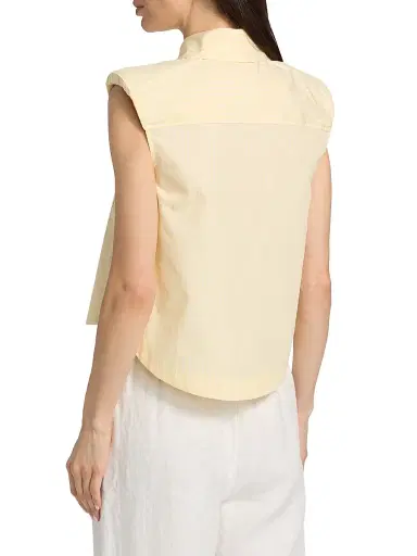 Simkhai Women's Winslow Striped Sleeveless Crop Button-Front Shirt - Buttercream Stripe - Size Large | Thumbnail 5 Simkhai Women's Winslow Striped Sleeveless Crop Button-Front Shirt - Buttercream Stripe - Size Large | Thumbnail 5