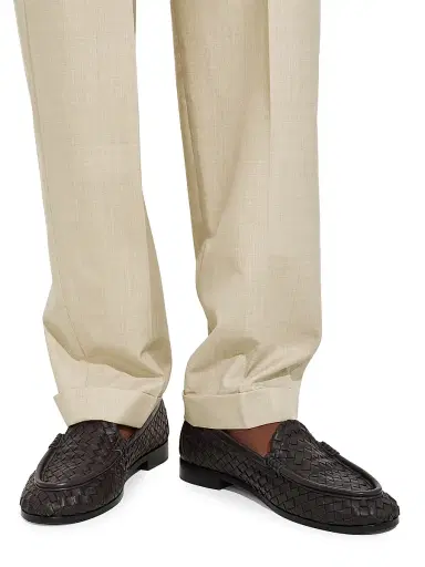 Bottega Veneta Men's Silenzio Intrecciato Leather Loafers | Thumbnail 5 Bottega Veneta Men's Silenzio Intrecciato Leather Loafers | Thumbnail 5