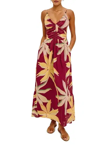 Rails Women's Palm Printed Cotton Gathered Maxi Dress - Red Palma | Thumbnail 2