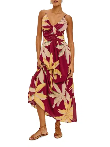 Rails Women's Palm Printed Cotton Gathered Maxi Dress - Red Palma | Thumbnail 3