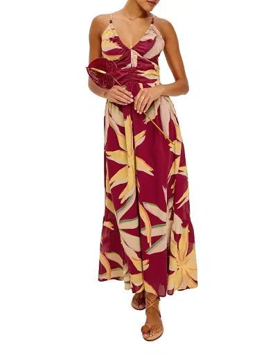 Rails Women's Palm Printed Cotton Gathered Maxi Dress - Red Palma | Thumbnail 6