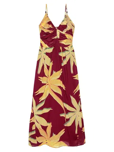 Rails Women's Palm Printed Cotton Gathered Maxi Dress - Red Palma | Thumbnail 1