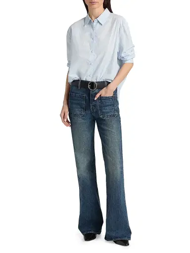 Nili Lotan Women's Amante Cotton Shirt - Cambridge Blue | Thumbnail 2