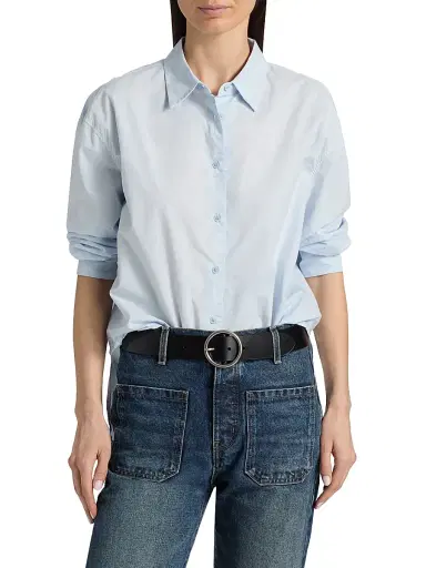 Nili Lotan Women's Amante Cotton Shirt - Cambridge Blue | Thumbnail 3