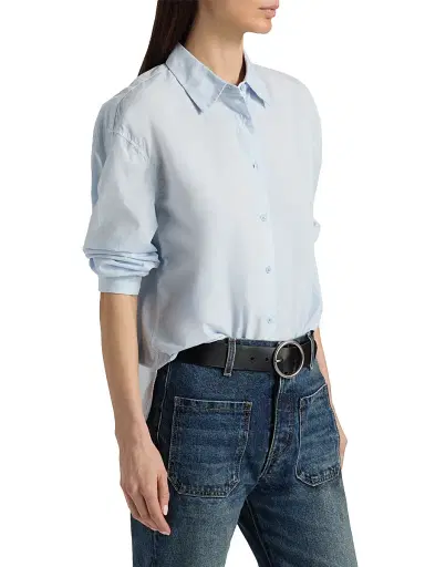 Nili Lotan Women's Amante Cotton Shirt - Cambridge Blue | Thumbnail 4