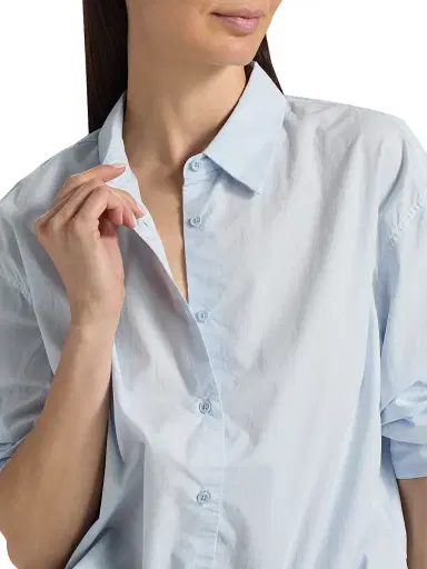 Nili Lotan Women's Amante Cotton Shirt - Cambridge Blue | Thumbnail 6
