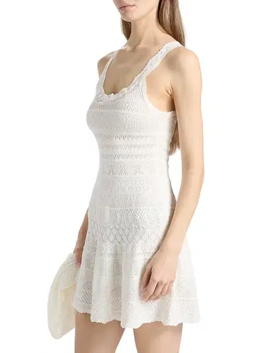 LoveShackFancy Women's Darlena Pointelle Knit Minidress - Light Chai - Size XL | Thumbnail 4