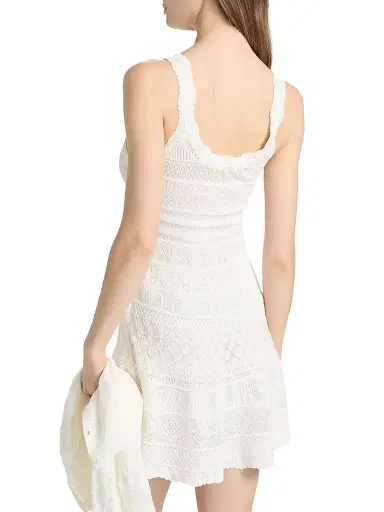 LoveShackFancy Women's Darlena Pointelle Knit Minidress - Light Chai - Size XL | Thumbnail 5