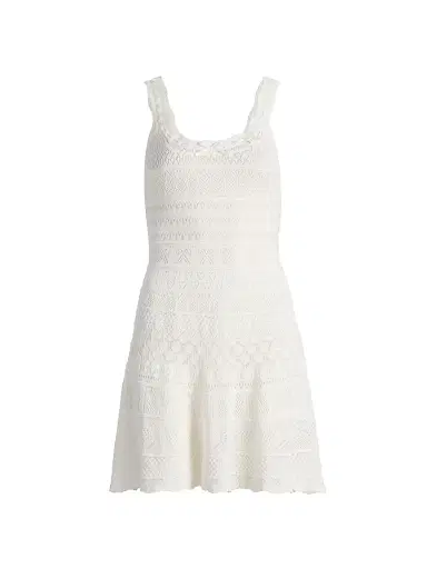 LoveShackFancy Women's Darlena Pointelle Knit Minidress - Light Chai - Size XL | Thumbnail 1