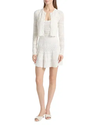 LoveShackFancy Women's Brigette Pointelle Knit Cardigan - Light Chai - Size XL | Thumbnail 2