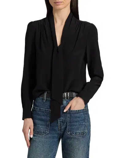 Nili Lotan Women's Colt Silk Blouse - Black - Size XL | Thumbnail 3