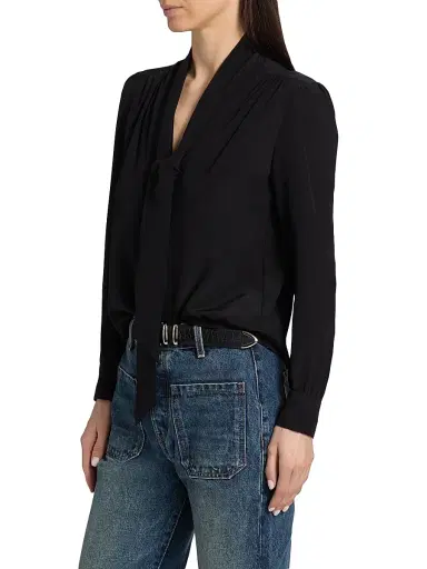 Nili Lotan Women's Colt Silk Blouse - Black - Size XL | Thumbnail 4