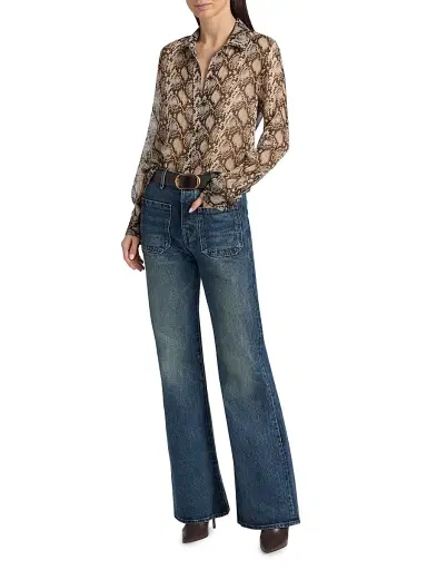 Nili Lotan Women's Gaia Snakeskin-Print Silk Shirt - Stone Brown Snake Print - Size Large | Thumbnail 2 Nili Lotan Women's Gaia Snakeskin-Print Silk Shirt - Stone Brown Snake Print - Size Large | Thumbnail 2