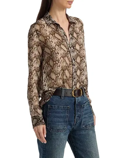 Nili Lotan Women's Gaia Snakeskin-Print Silk Shirt - Stone Brown Snake Print - Size Large | Thumbnail 4 Nili Lotan Women's Gaia Snakeskin-Print Silk Shirt - Stone Brown Snake Print - Size Large | Thumbnail 4