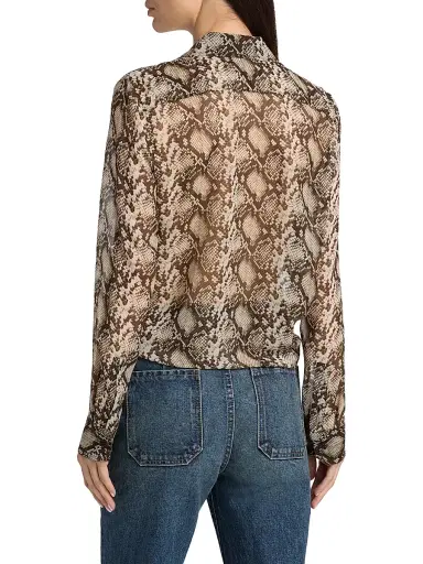 Nili Lotan Women's Gaia Snakeskin-Print Silk Shirt - Stone Brown Snake Print - Size Large | Thumbnail 5 Nili Lotan Women's Gaia Snakeskin-Print Silk Shirt - Stone Brown Snake Print - Size Large | Thumbnail 5