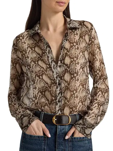 Nili Lotan Women's Gaia Snakeskin-Print Silk Shirt - Stone Brown Snake Print - Size Large | Thumbnail 6 Nili Lotan Women's Gaia Snakeskin-Print Silk Shirt - Stone Brown Snake Print - Size Large | Thumbnail 6
