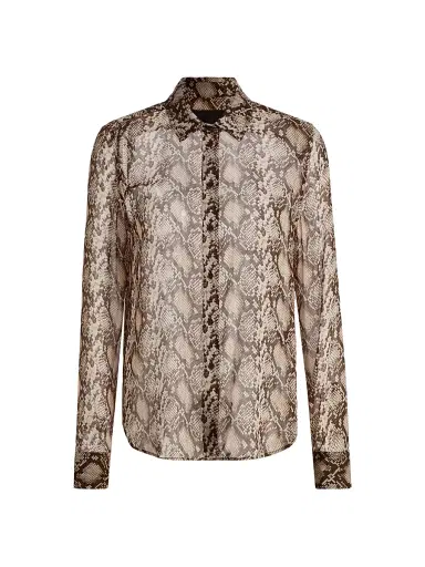 Nili Lotan Women's Gaia Snakeskin-Print Silk Shirt - Stone Brown Snake Print - Size Large | Thumbnail 1 Nili Lotan Women's Gaia Snakeskin-Print Silk Shirt - Stone Brown Snake Print - Size Large | Thumbnail 1