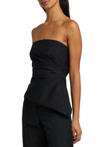 McQueen Women's Pinstriped Wool-Mohair Sculpted Top - Navy Mel | Thumbnail 4 McQueen Women's Pinstriped Wool-Mohair Sculpted Top - Navy Mel | Thumbnail 4
