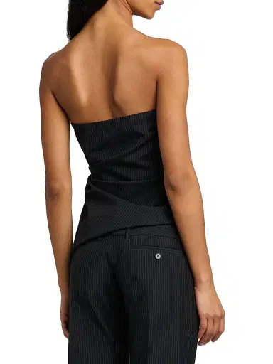 McQueen Women's Pinstriped Wool-Mohair Sculpted Top - Navy Mel | Thumbnail 5 McQueen Women's Pinstriped Wool-Mohair Sculpted Top - Navy Mel | Thumbnail 5