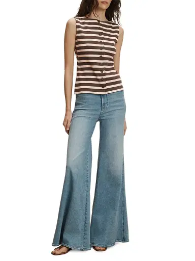 Veronica Beard Women's Uma Striped Stretch-Cotton Button-Front Vest - Brown Stripe | Thumbnail 2