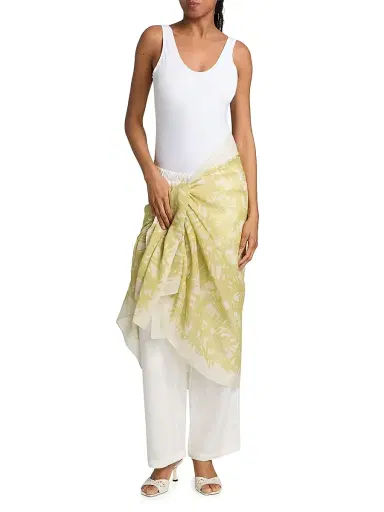 rag & bone Women's Sally Abstract-Print Modal-Cashmere Sarong - Endive | Thumbnail 2