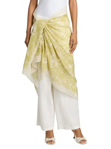 rag & bone Women's Sally Abstract-Print Modal-Cashmere Sarong - Endive | Thumbnail 3