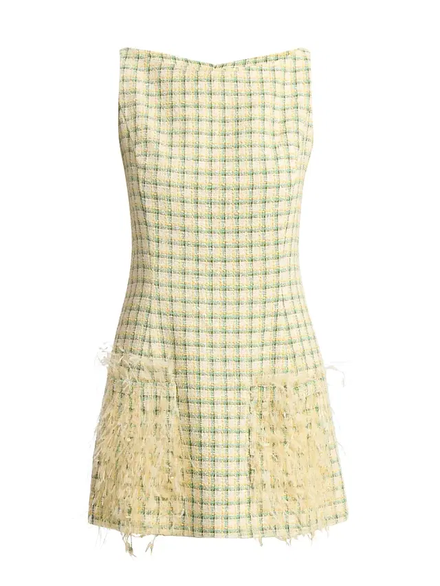 Women's Checkered Embellished Tweed Minidress - Butter Multi