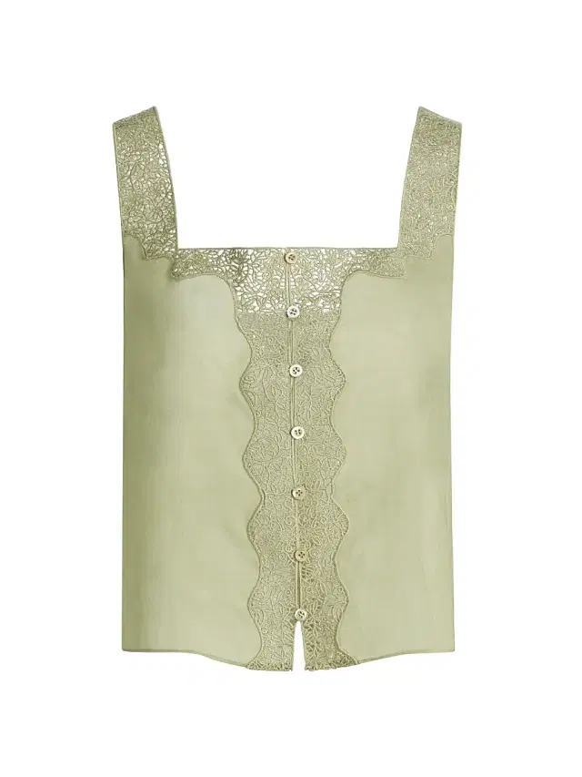 FRAME Women's The Embroidered Tank - Sage
