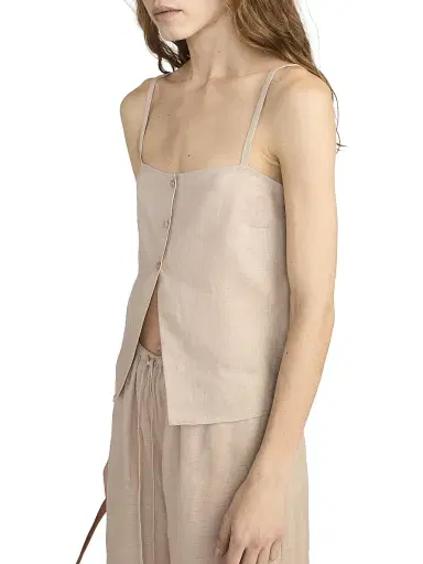 Frame Women's The Linen Button-Front Cami - Flax - Size Large | Thumbnail 3 Frame Women's The Linen Button-Front Cami - Flax - Size Large | Thumbnail 3