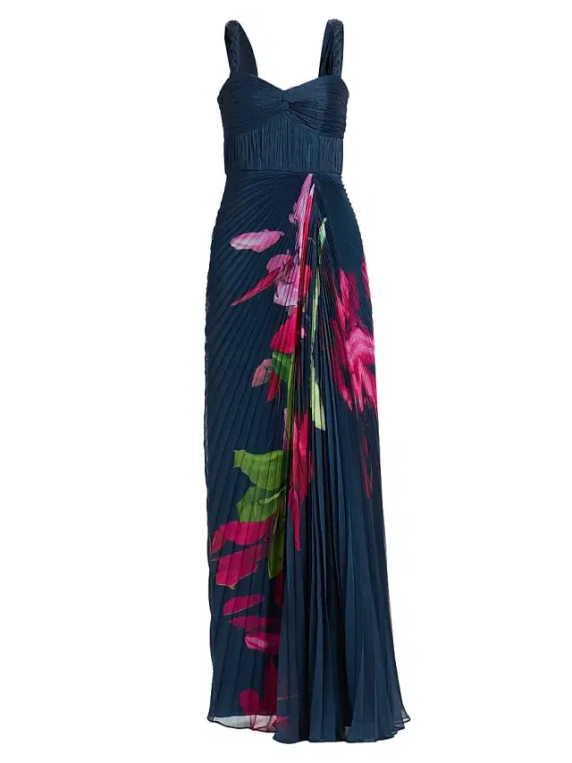 AMUR Women's Drea Floral Pleated Gown - River Lily Stream