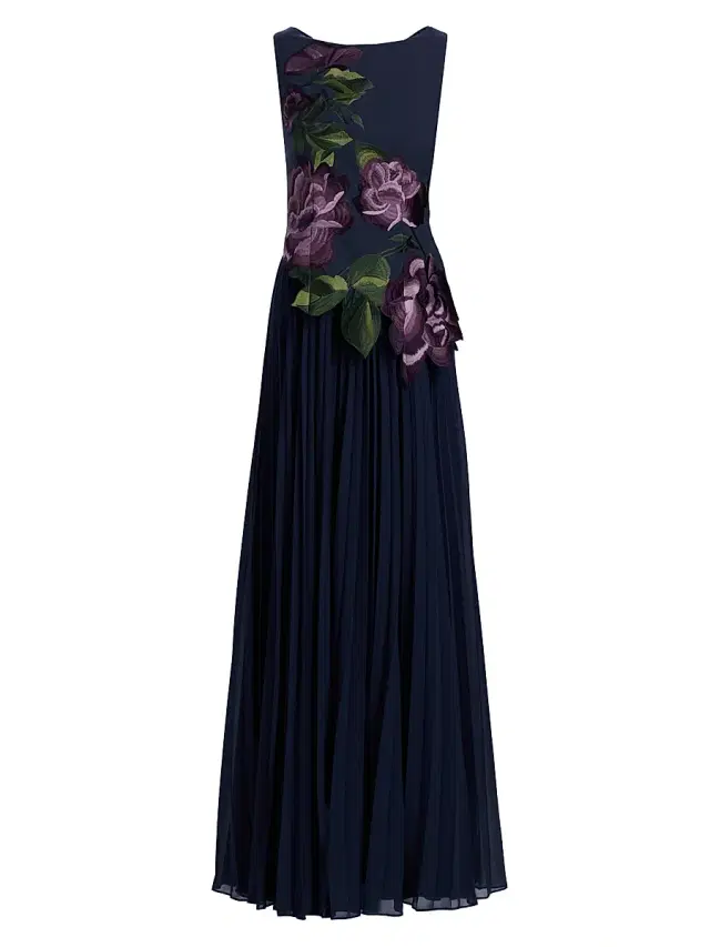 Kay Unger Women's Jayla Stretch Crepe A-Line Gown - Dark Twilight