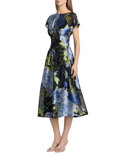 Kay Unger Women's Florene Tea-Length Cocktail Dress | Thumbnail 4