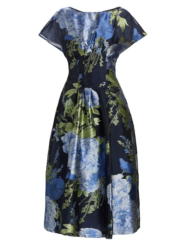 Kay Unger Women's Florene Tea-Length Cocktail Dress - Dark Twilight Multi