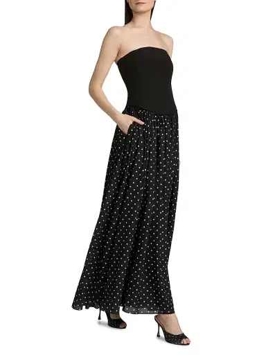 Toccin Women's Odette Strapless Corset Combo Maxi Dress - Jet Polka Dot | Thumbnail 2 Toccin Women's Odette Strapless Corset Combo Maxi Dress - Jet Polka Dot | Thumbnail 2