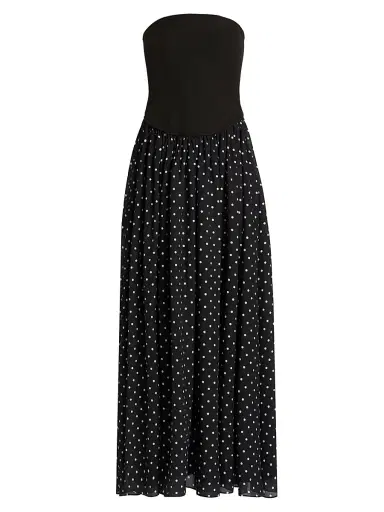 Toccin Women's Odette Strapless Corset Combo Maxi Dress - Jet Polka Dot | Thumbnail 1 Toccin Women's Odette Strapless Corset Combo Maxi Dress - Jet Polka Dot | Thumbnail 1