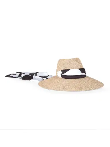 Eugenia Kim Women's Cassidy Scarf-Detail Packable Wide-Brim Fedora | Thumbnail 1 Eugenia Kim Women's Cassidy Scarf-Detail Packable Wide-Brim Fedora | Thumbnail 1