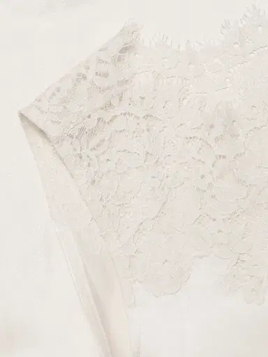 DÔEN Women's Viviane Lace Silk Top - Sea Salt | Thumbnail 7