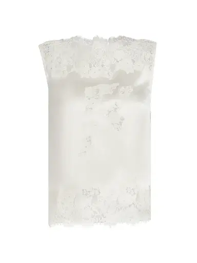 DÔEN Women's Viviane Lace Silk Top - Sea Salt | Thumbnail 1
