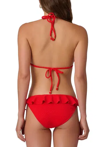 Shoshanna Women's Ruffled Halterneck Bikini Top - Vermilion | Thumbnail 3
