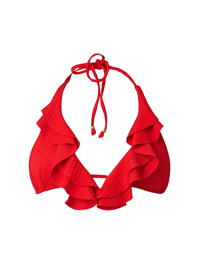Shoshanna Women's Ruffled Halterneck Bikini Top - Vermilion