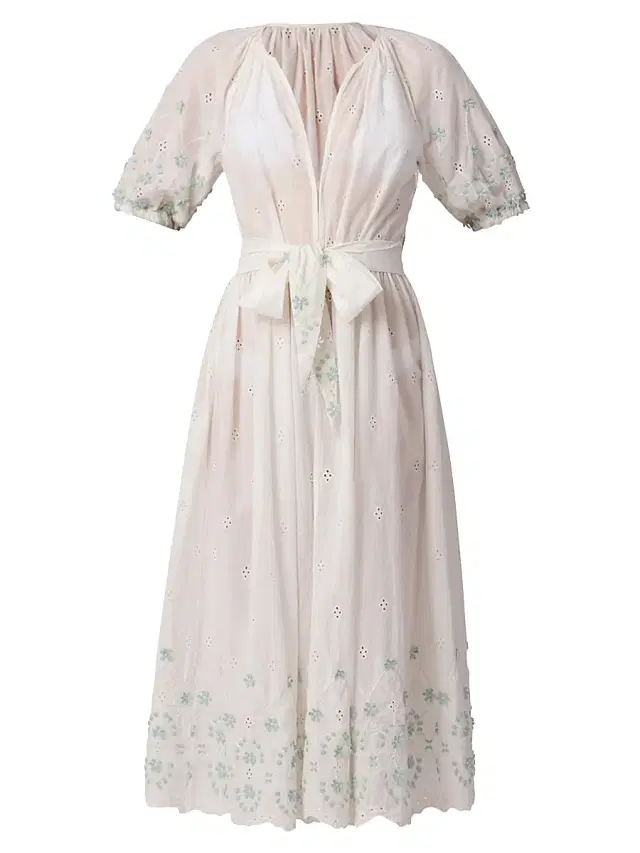 Shoshanna Women's Marisol Floral Embroidered A-Line Cover-Up Midi-Dress - Optic
