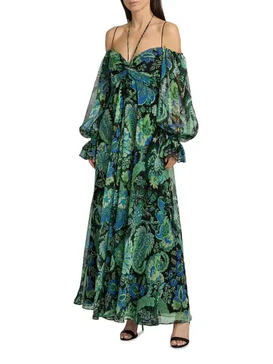 Ungaro Women's Kelsey Halterneck Maxi Dress - Black Multi - Size 12 | Thumbnail 3