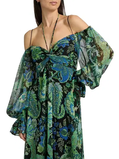Ungaro Women's Kelsey Halterneck Maxi Dress - Black Multi - Size 12 | Thumbnail 6