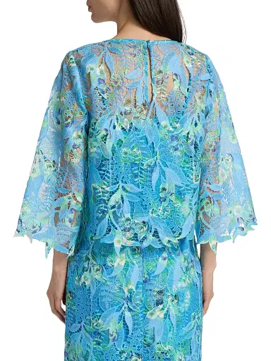 Ungaro Women's Parker Printed Lace Blouse - Azure Multi - Size Large | Thumbnail 5 Ungaro Women's Parker Printed Lace Blouse - Azure Multi - Size Large | Thumbnail 5