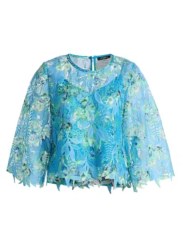 Ungaro Women's Parker Printed Lace Blouse - Azure Multi - Size Large | Thumbnail 1 Ungaro Women's Parker Printed Lace Blouse - Azure Multi - Size Large | Thumbnail 1