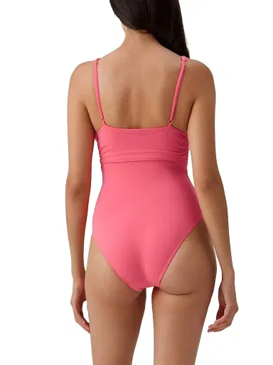 Melissa Odabash Women's Panarea Edition Ruched V-Neck One-Piece Swimsuit - Coral - Size 12 | Thumbnail 3