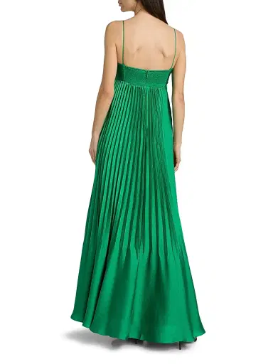 Ungaro Women's Shay Plissé Bow-Accented Gown - Peacock - Size 12 | Thumbnail 5